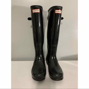 riginal Tall Back Adjustable Gloss Rain Boots in Black